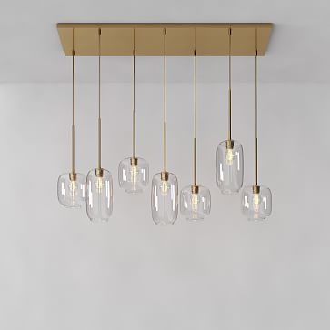 Sculptural 7-Light Chandelier, Pebble Small, Clear, Antique Brass, 8" - Image 3
