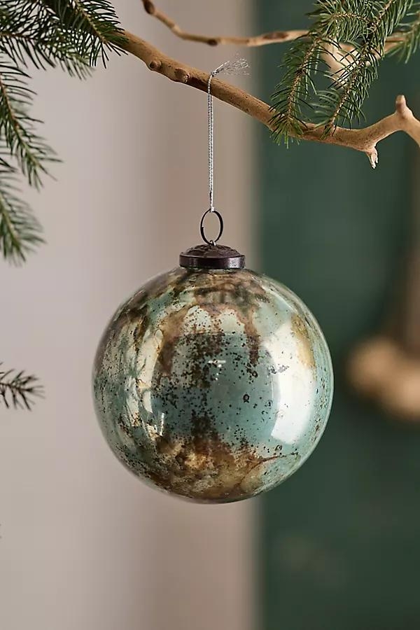 Aged Turquoise Glass Globe Ornament - Image 0