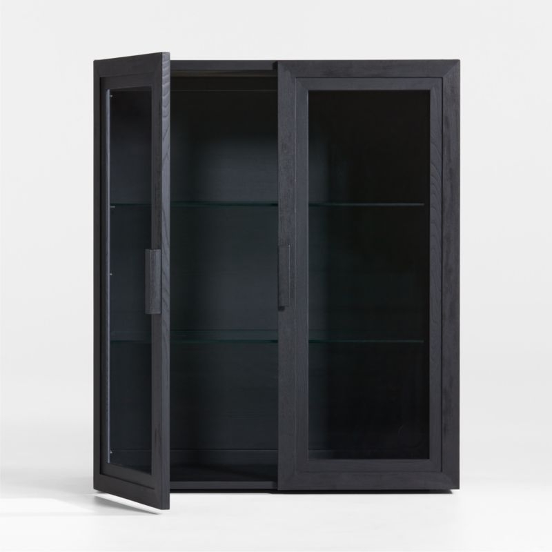 Calypso 36" Black Wood Modular Glass Door Bookcase Hutch - Image 1