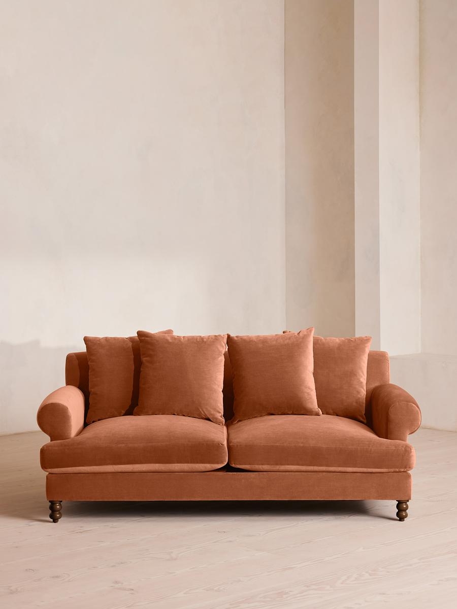 Audrey Three Seater Sofa, Velvet, Antique Rose, US - Image 0