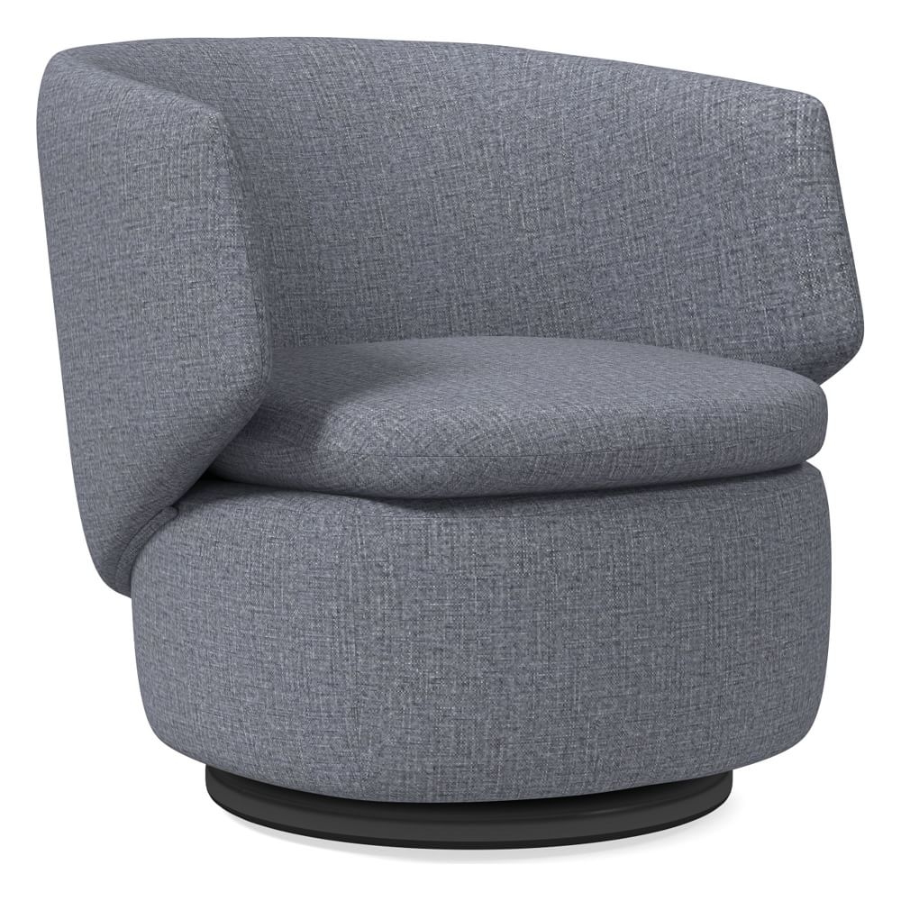 Crescent Swivel Chair, Poly, Yarn Dyed Linen Weave, Graphite, Concealed Support - Image 0