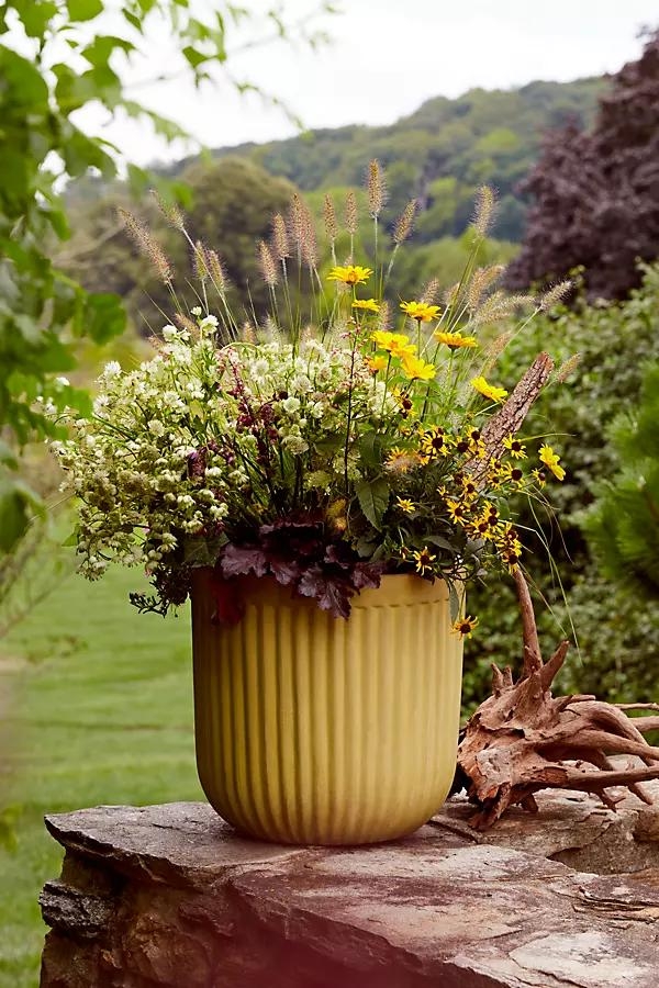 Fiber Concrete Barrel Pot, 16" - Image 0