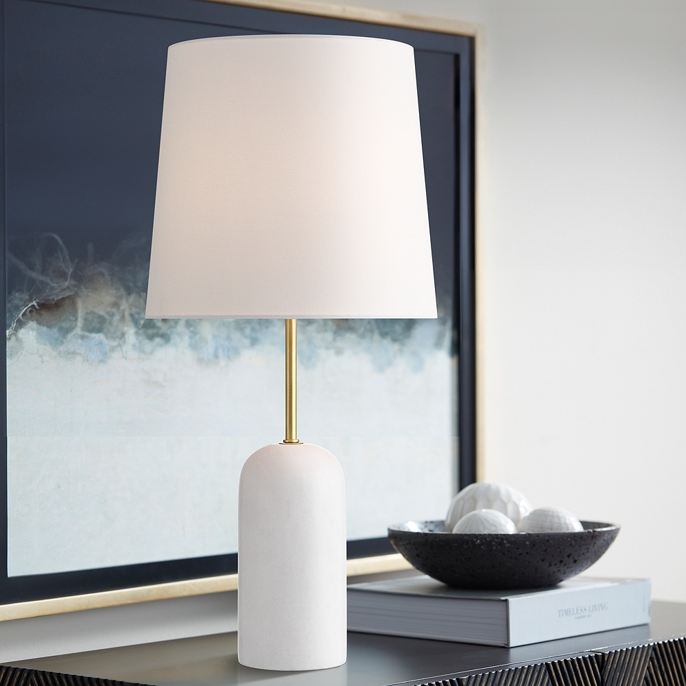 Daleti 25" High White Marble Table Lamp - Image 0