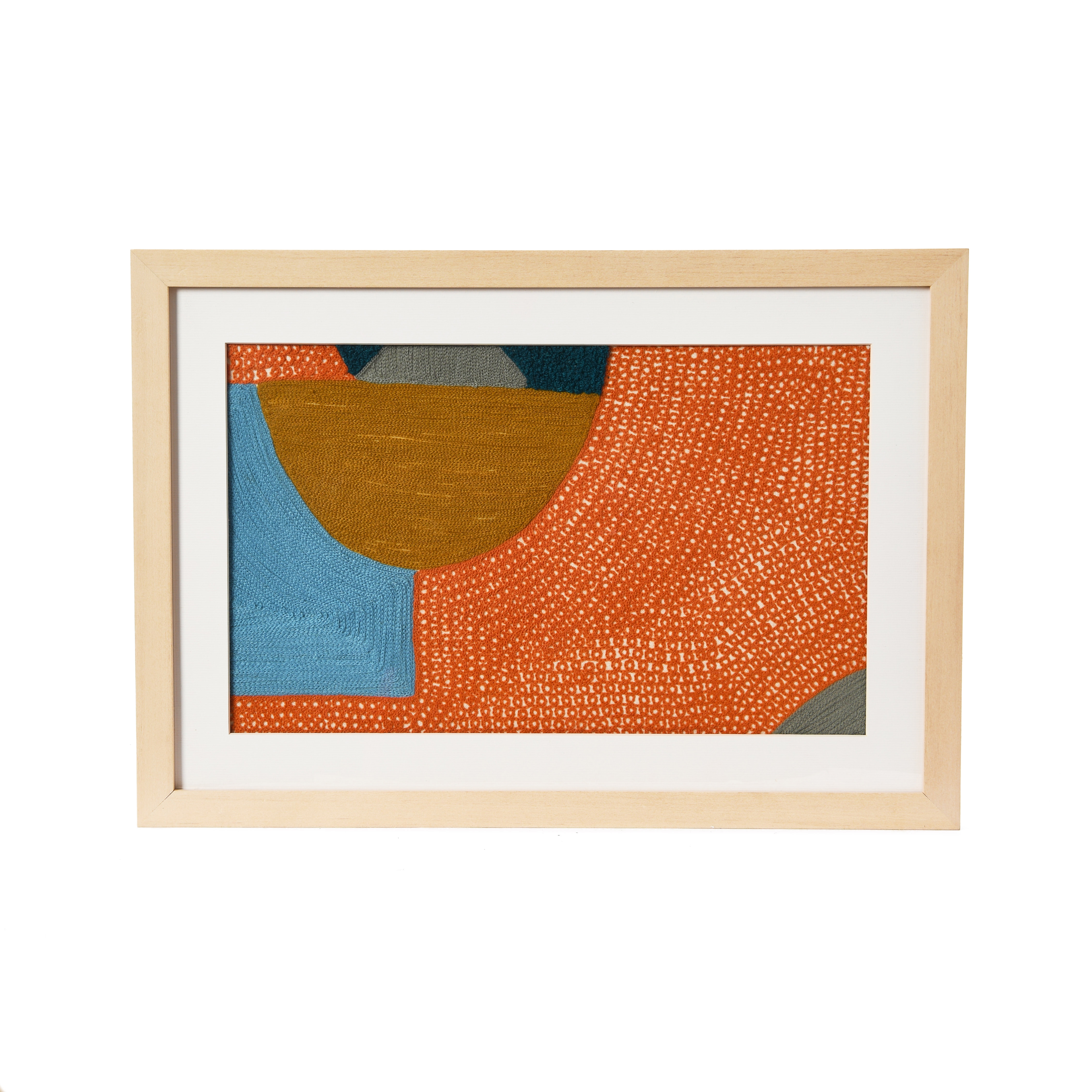Abstract Embroidery in Wood Frame - Image 0