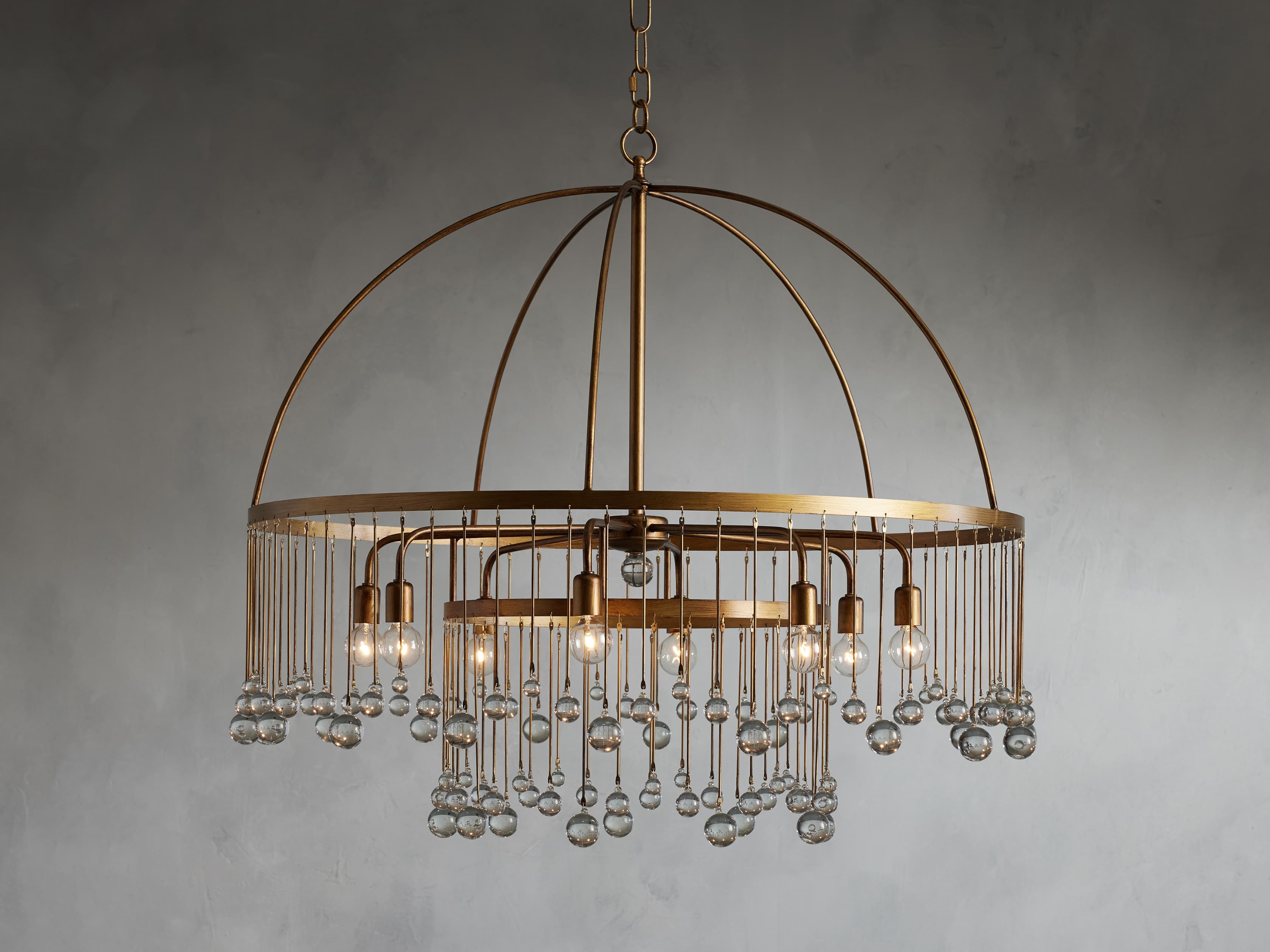 Aubrey 37" Round Chandelier in Glass Brass - Image 0