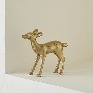 Vintage Cast Metal Deer, Polished Brass, B - Image 3