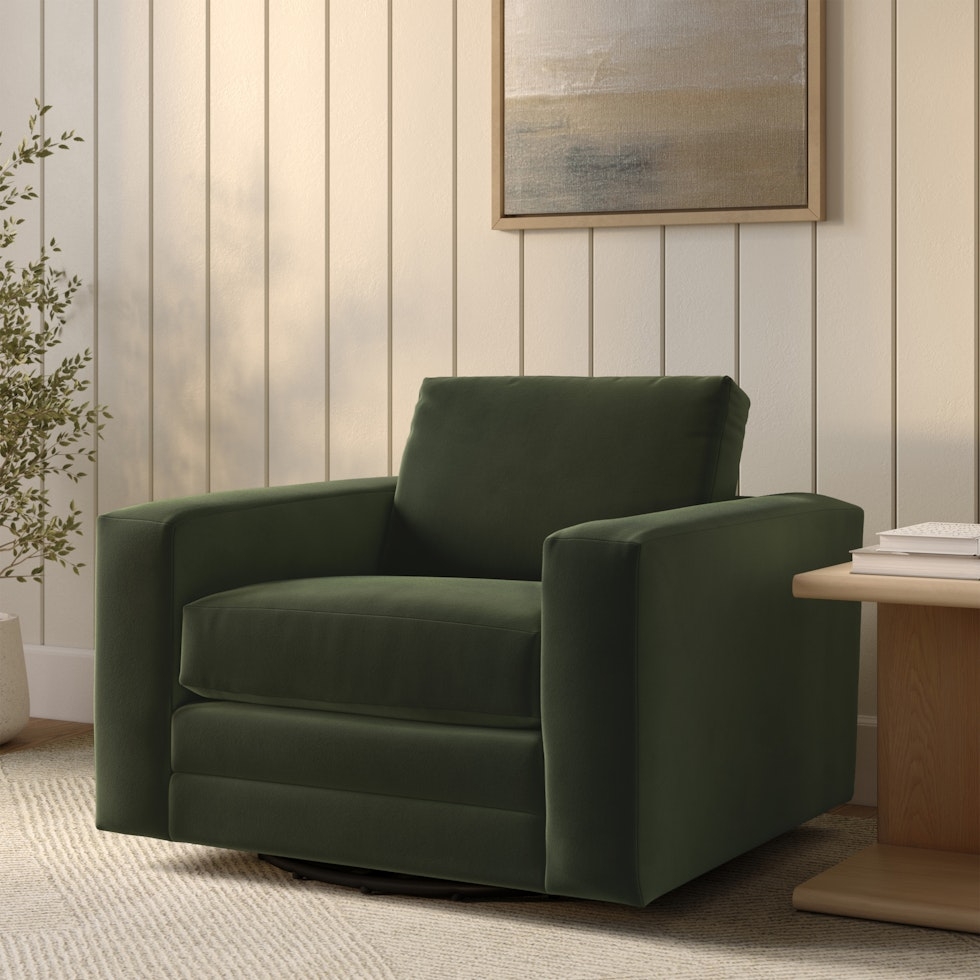 Riley 42" Grand Velvet Swivel Chair - Hale Fir Green - Image 0