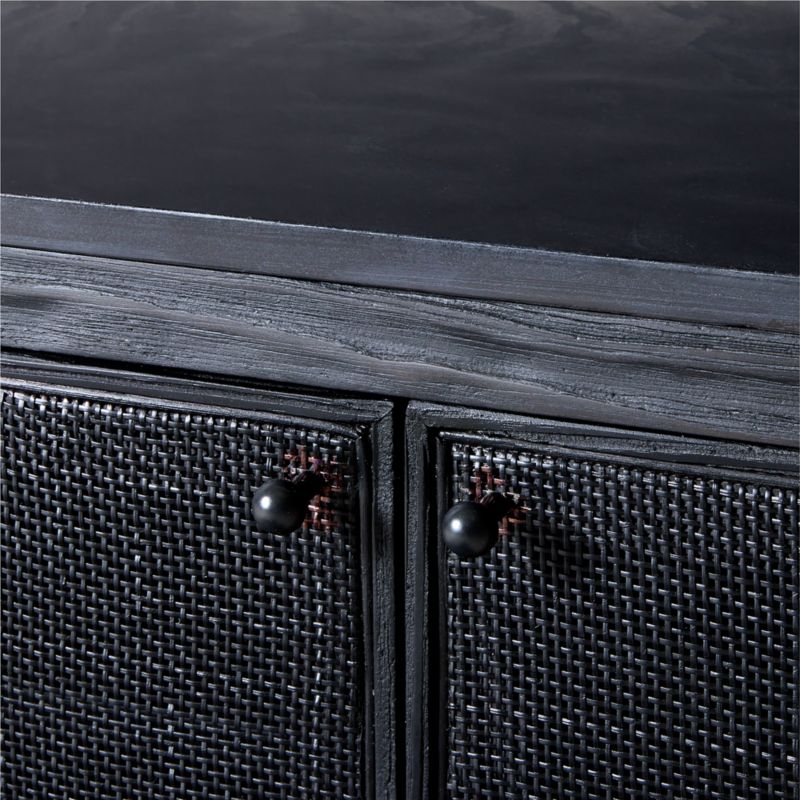 Triad 72" Black Cane and Marble Credenza - Image 3