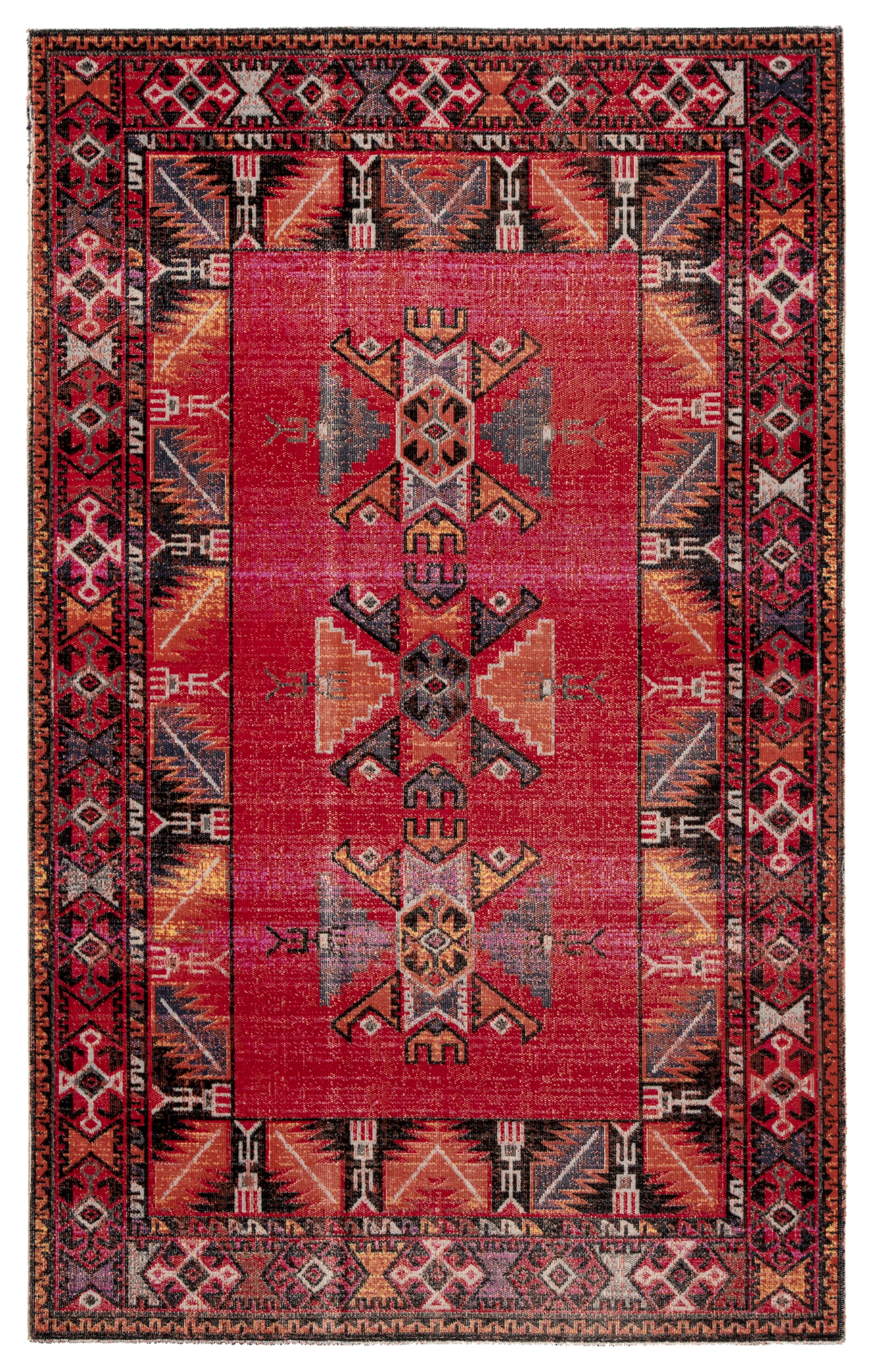 Paloma Indoor/ Outdoor Tribal Red/ Black Area Rug (5'3"X7'6") - Image 0