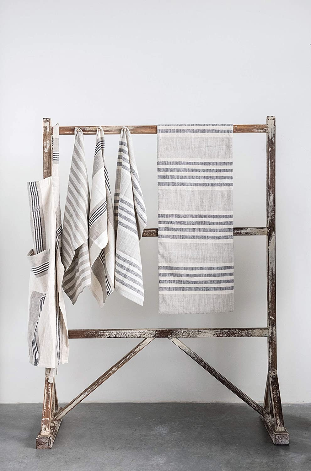 Grey Striped Cotton Woven Table Runner - Image 2