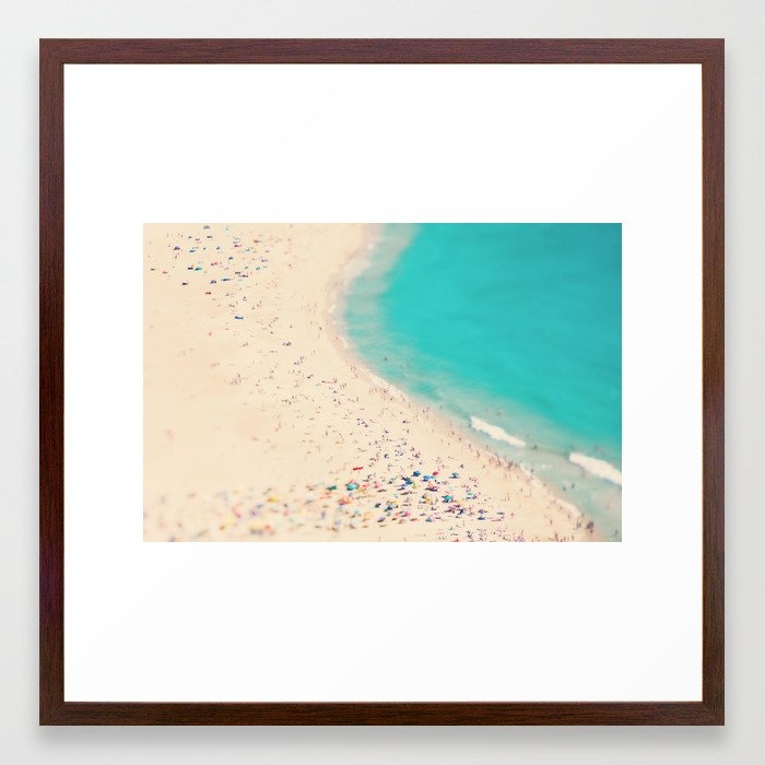 Beach Love Iii - Nazare Framed Art Print by Ingrid Beddoes Photography - Conservation Walnut - MEDIUM (Gallery)-22x22 - Image 0