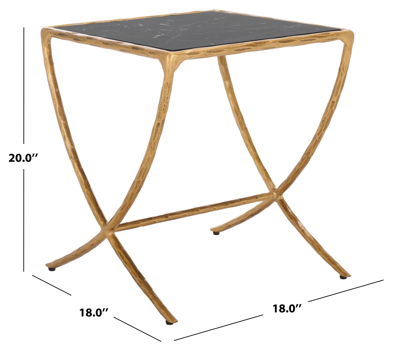 Debbie Square Metal Accent Table - Brass/Black - Image 5
