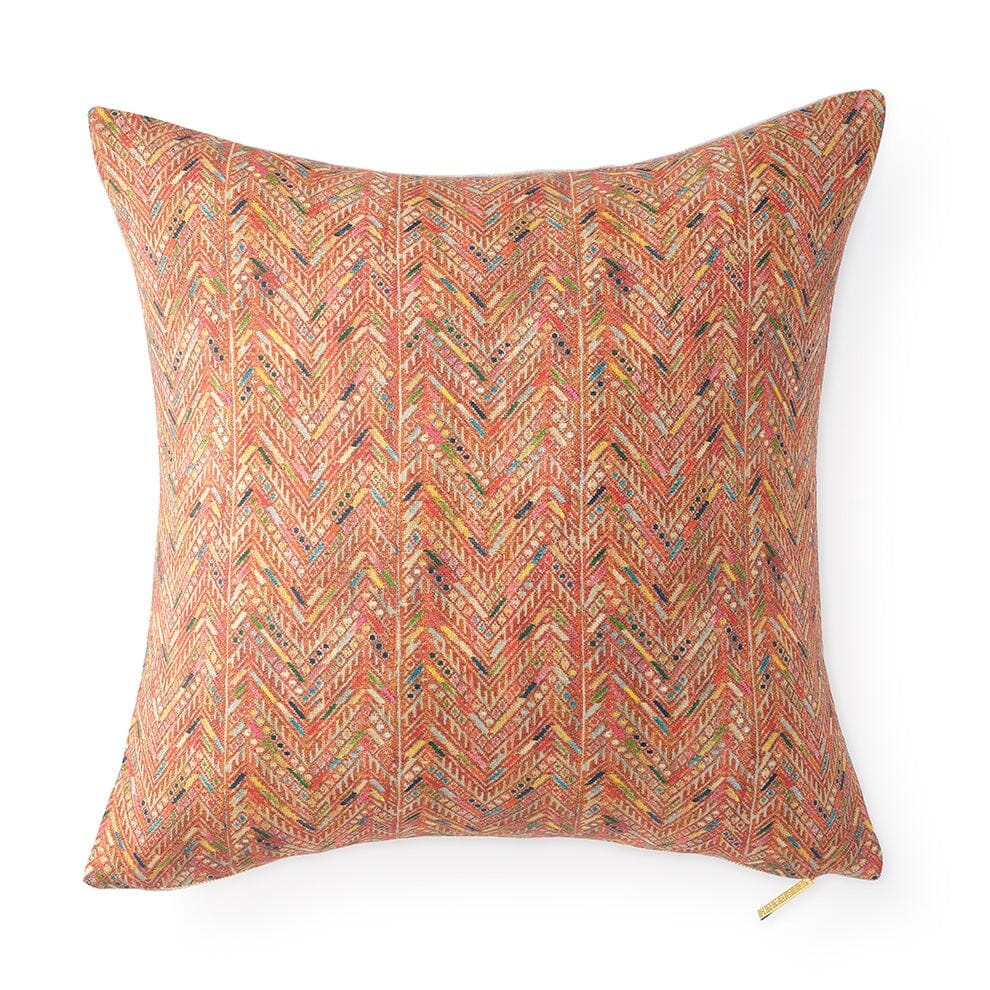 Salmon Herringbone Huipil Pillow by St. Frank | Orange | 22" W x 22" H | Linen - Image 0