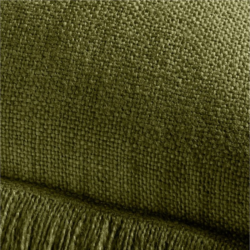 Casual Textured Fringe 23x23 Cyprus Green Throw Pillow with Feather Insert - Image 1