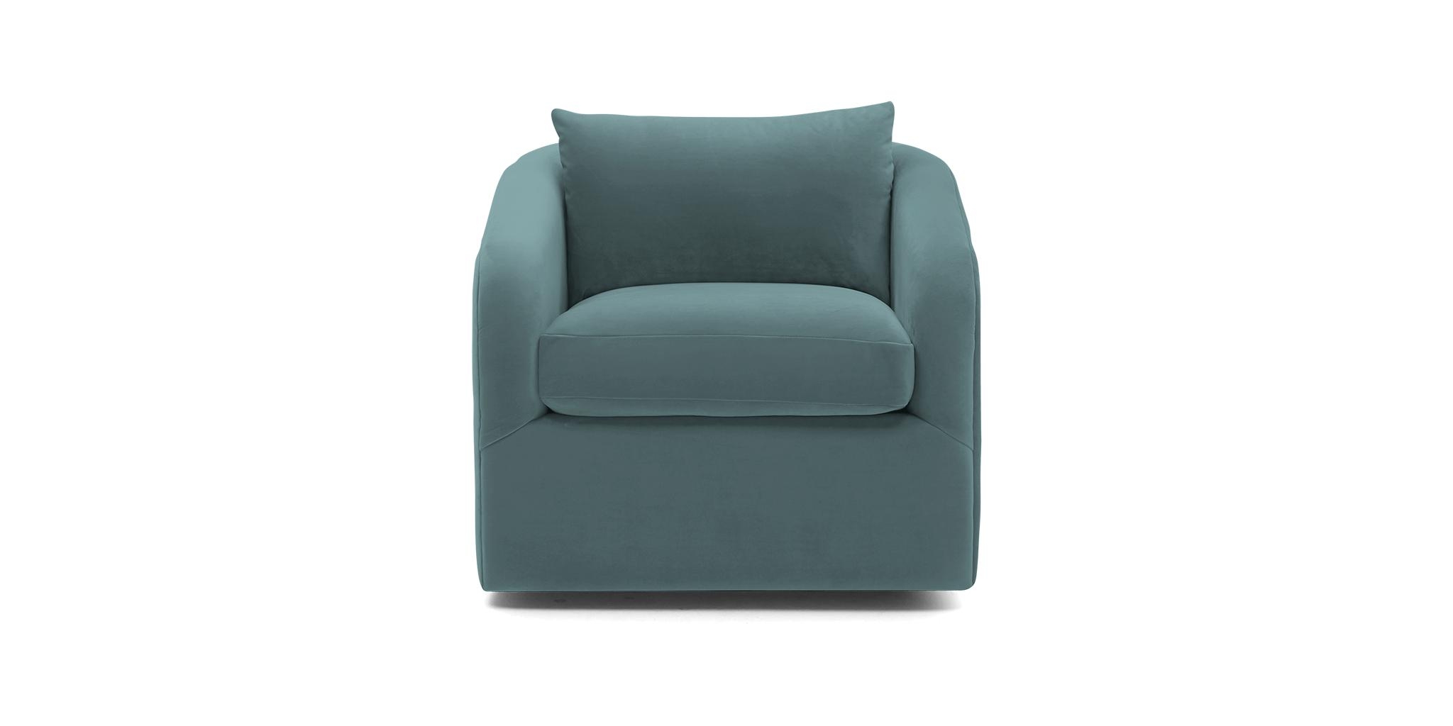 Blue Amelia Mid Century Modern Swivel Chair - Dawson Slate - Image 0