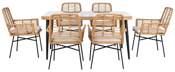 Beson 7 Pc Dining Set - Brown/Beige - Safavieh - Image 5