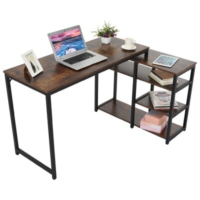 L-Shaped Computer Desk With Storage Shelves Study Table - Image 0