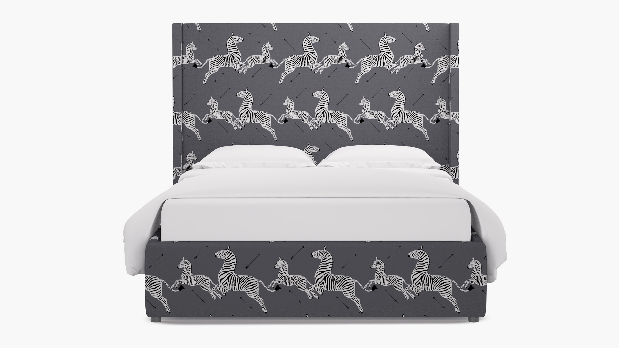 Modern Wingback Bed, Slate Zebra, Twin - Image 0