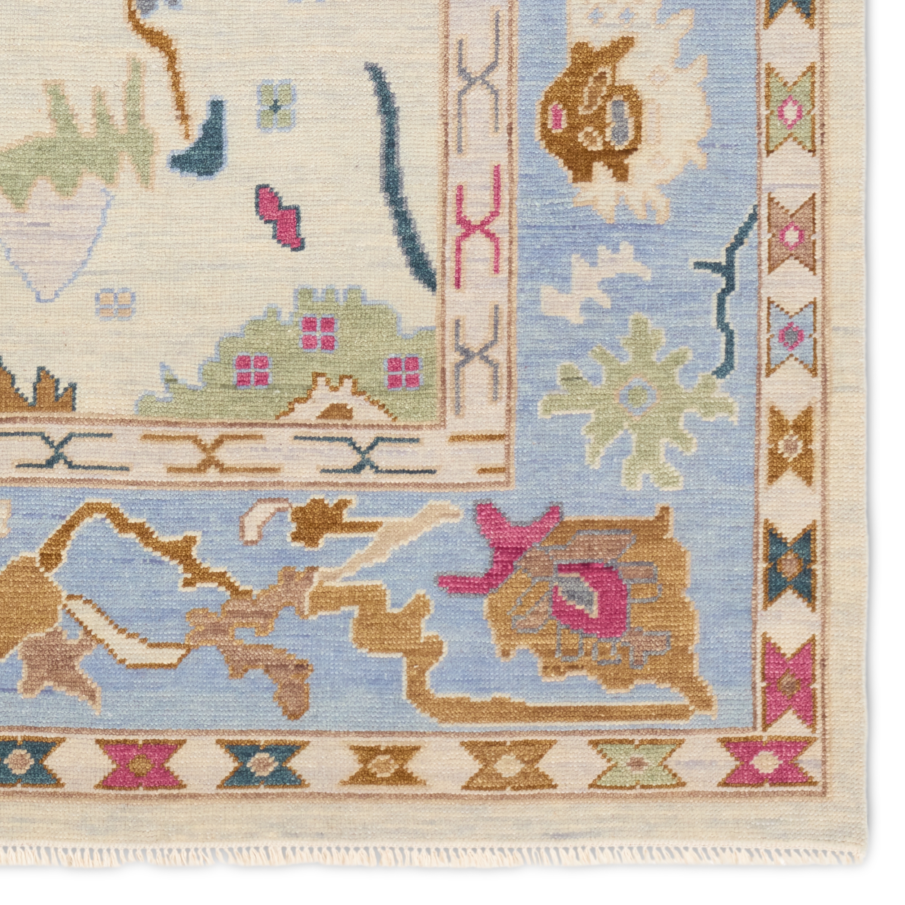 Luni EVE07 Handknotted Floral Ivory and Multicolor Area Rug (8'x10') - Image 3