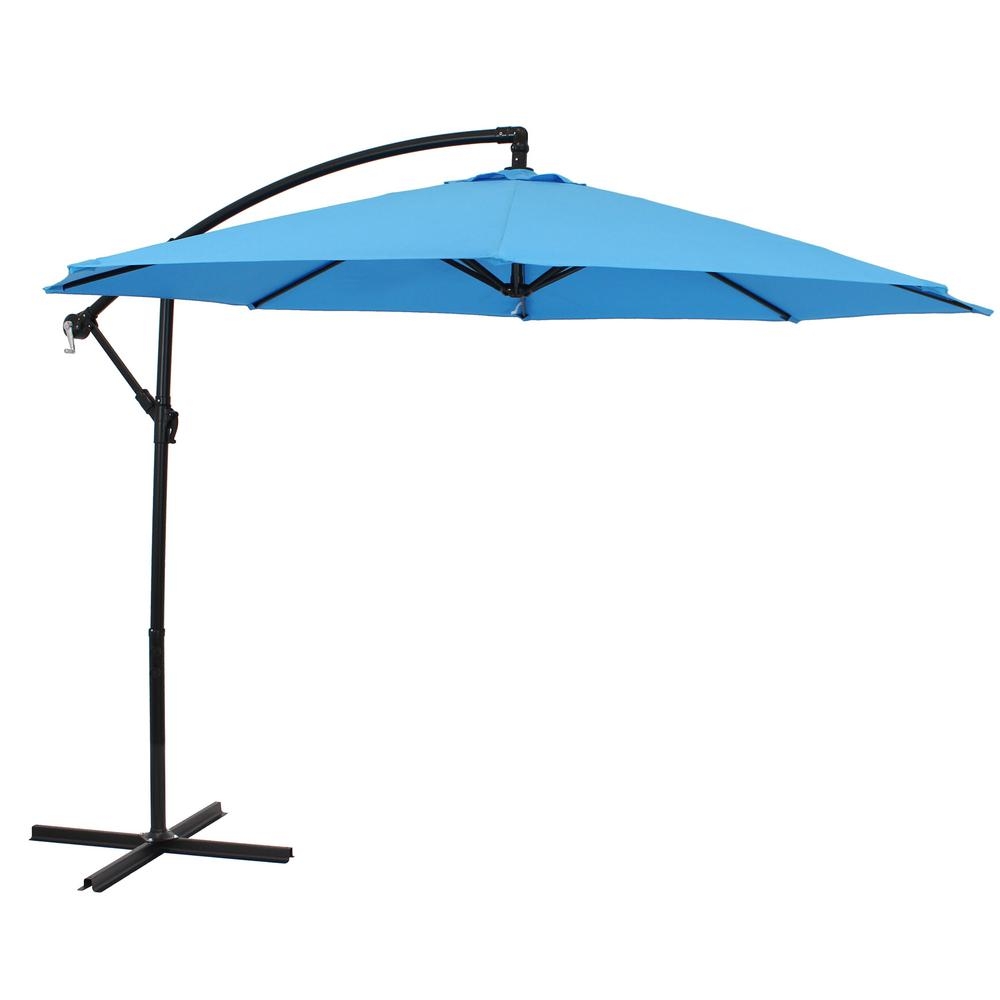 Sunnydaze Decor 9.5 ft. Steel Cantilever Offset Outdoor Patio Umbrella with Crank in Azure - Image 0
