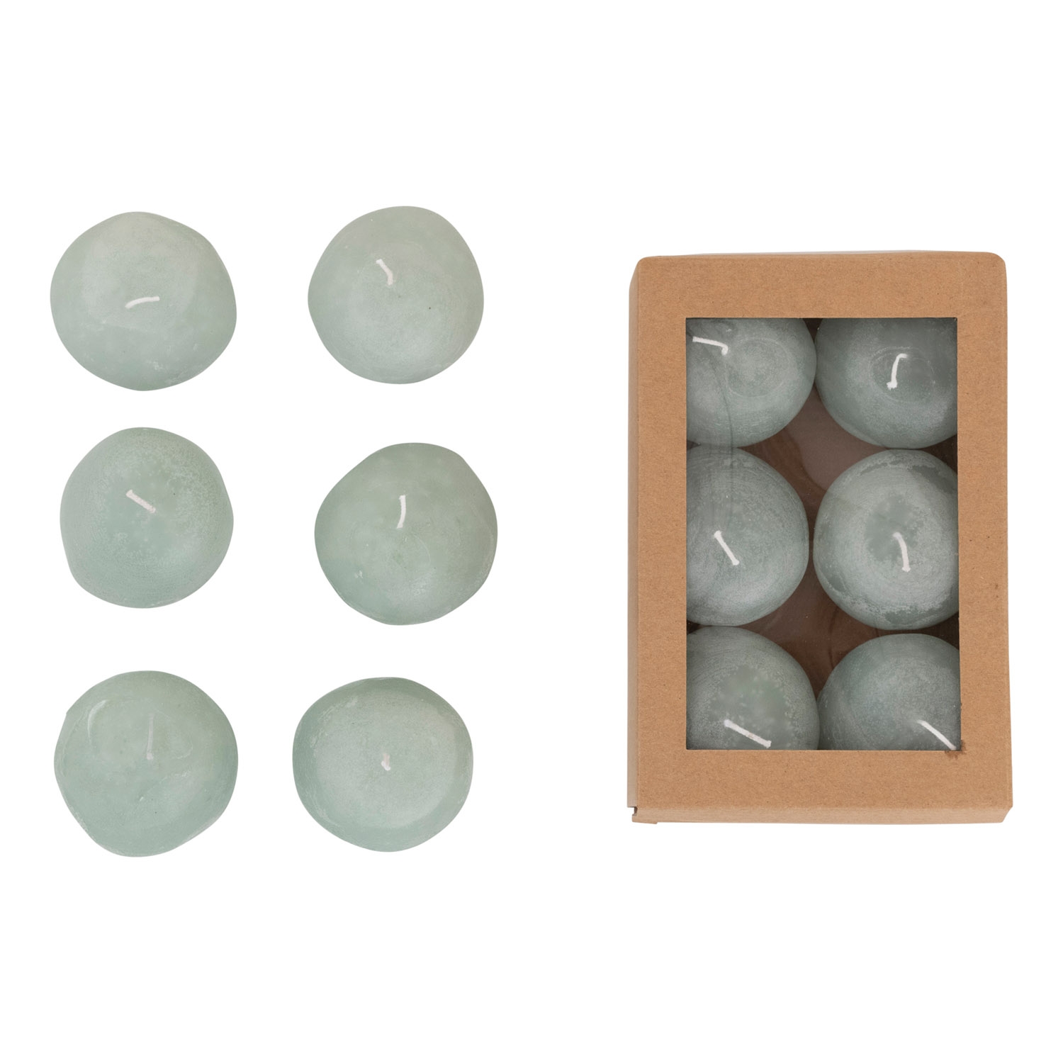 Unscented Stone Shaped Votive Candles in Box, Set of 6 - Image 0