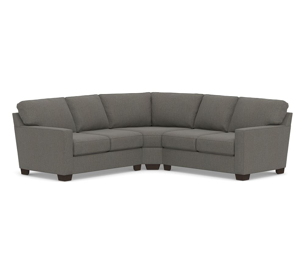 Buchanan Square Arm Upholstered 3-Piece L-Shaped Wedge Sectional, Polyester Wrapped Cushions, Chenille Basketweave Charcoal - Image 0