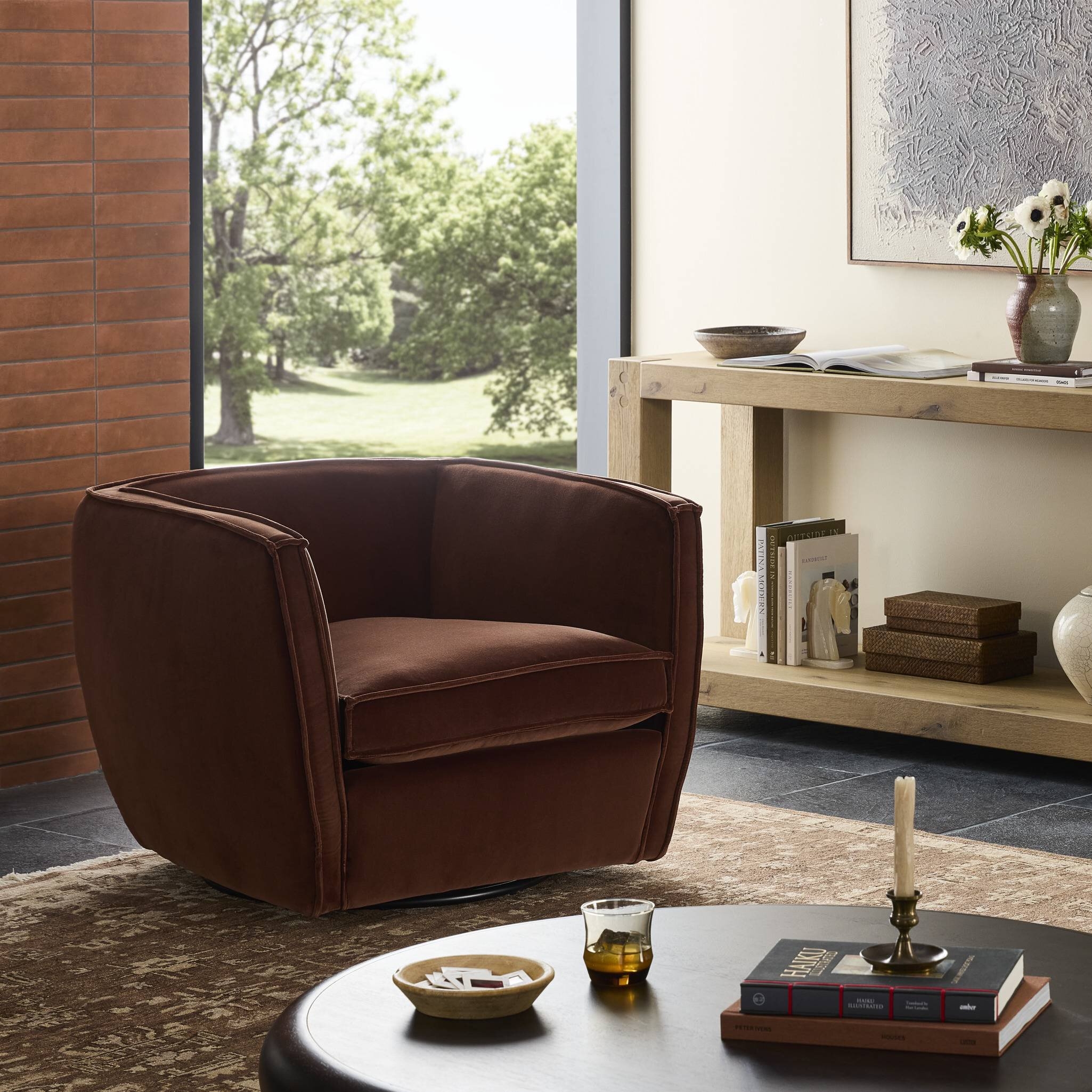 Rashi Swivel Chair - Surrey Auburn - Image 3