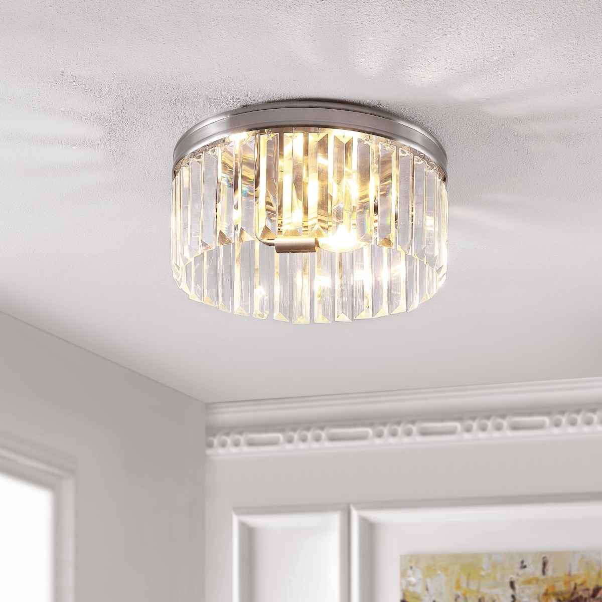 Ruslen 3Lt 13" Flush Mount - Nickel - Safavieh - Image 4