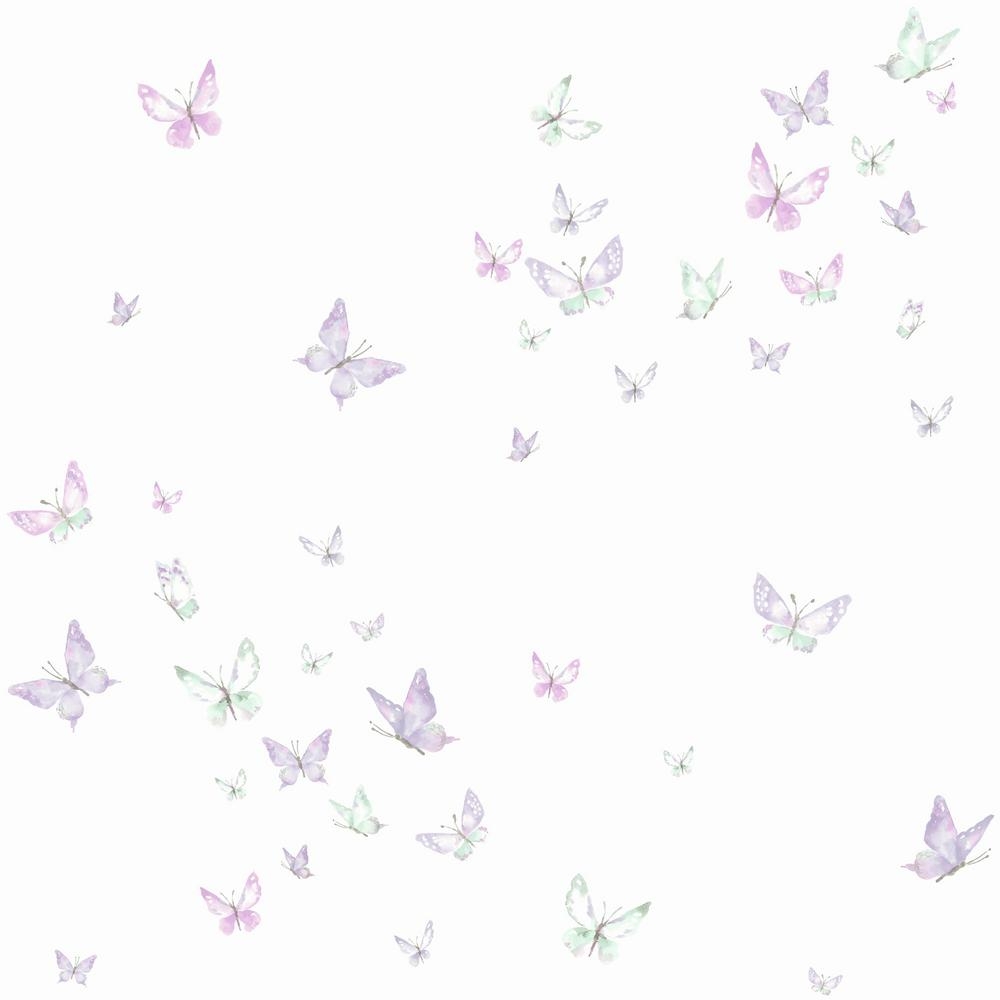 York Wallcoverings Watercolor Butterflies Wallpaper, Purple - Image 0