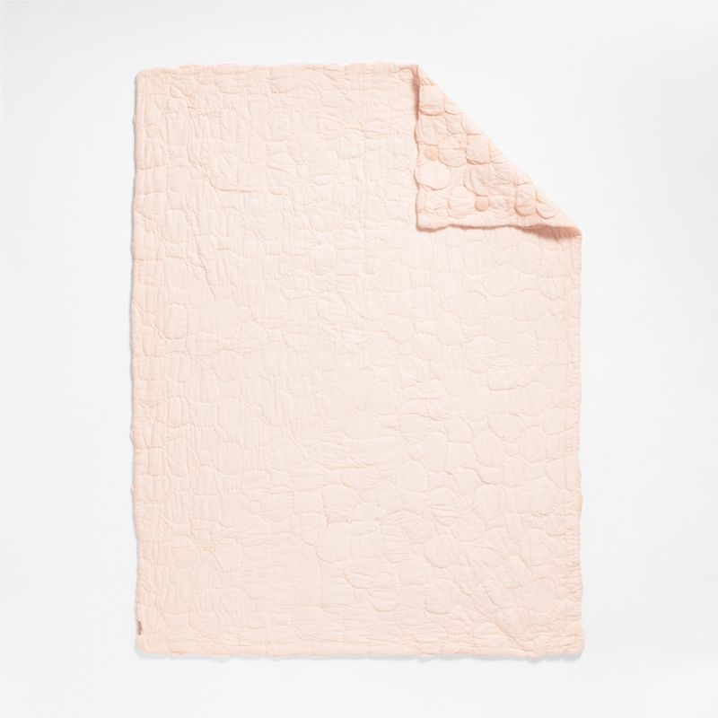 Flora Pink Tint Textured Organic Cotton Voile Kids Twin Quilt - Image 3