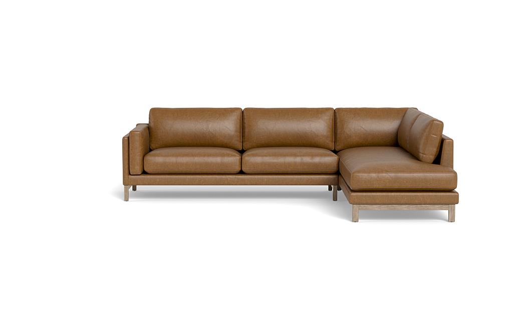 Gaby Leather 3-Seat Sectional with Right Bumper - Image 0