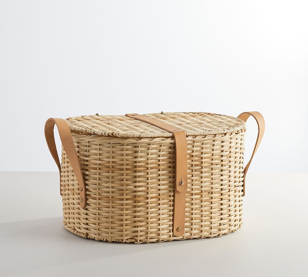 Austin Lidded Basket, Natural - Image 0