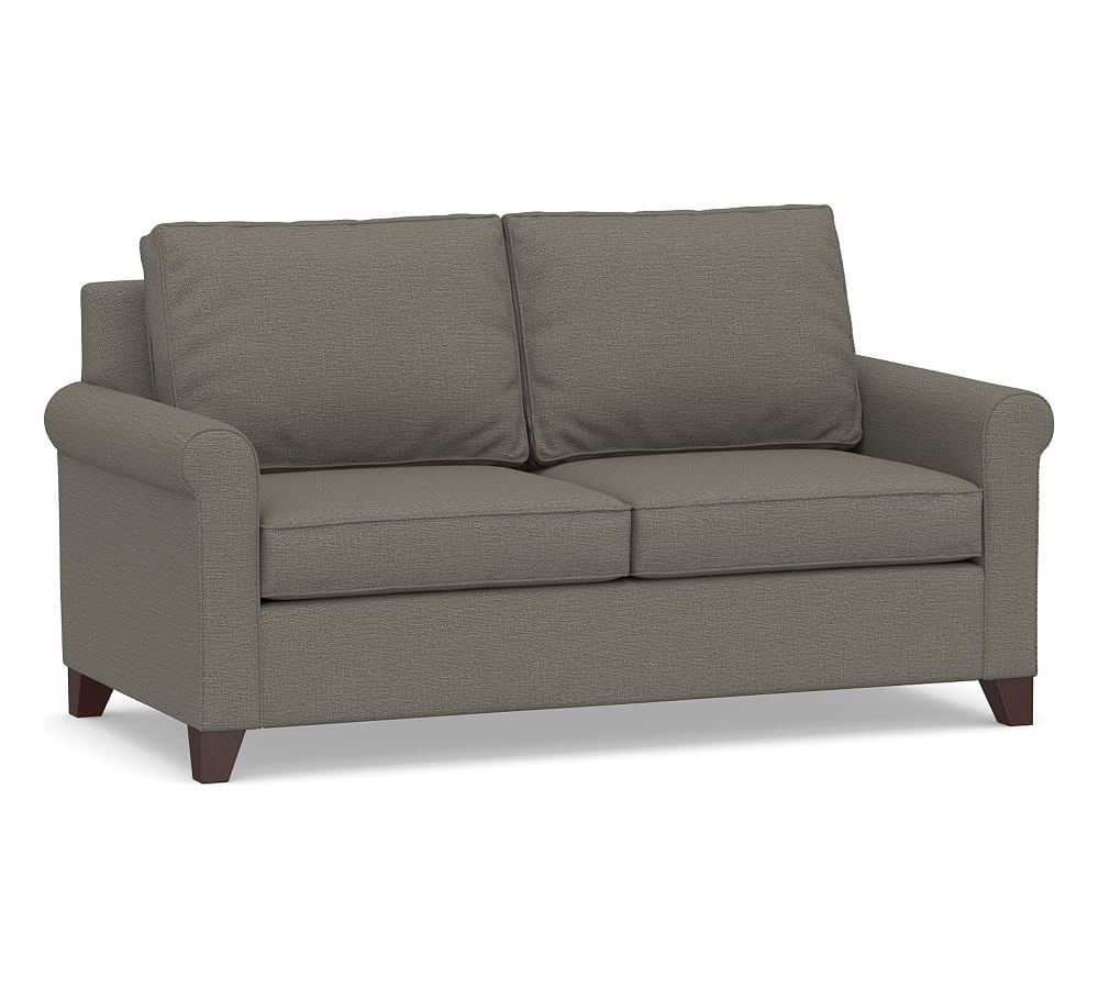 Cameron Roll Arm Upholstered Full Sleeper Sofa with Air Topper, Polyester Wrapped Cushions, Chunky Basketweave Metal - Image 0