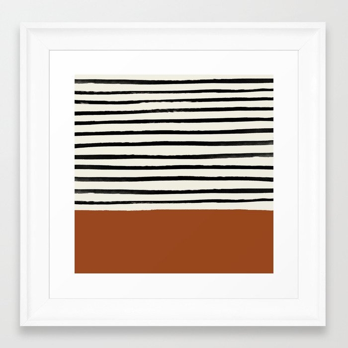 Burnt Orange X Stripes Framed Art Print by Leah Flores - Scoop White - X-Small-12x12 - Image 0