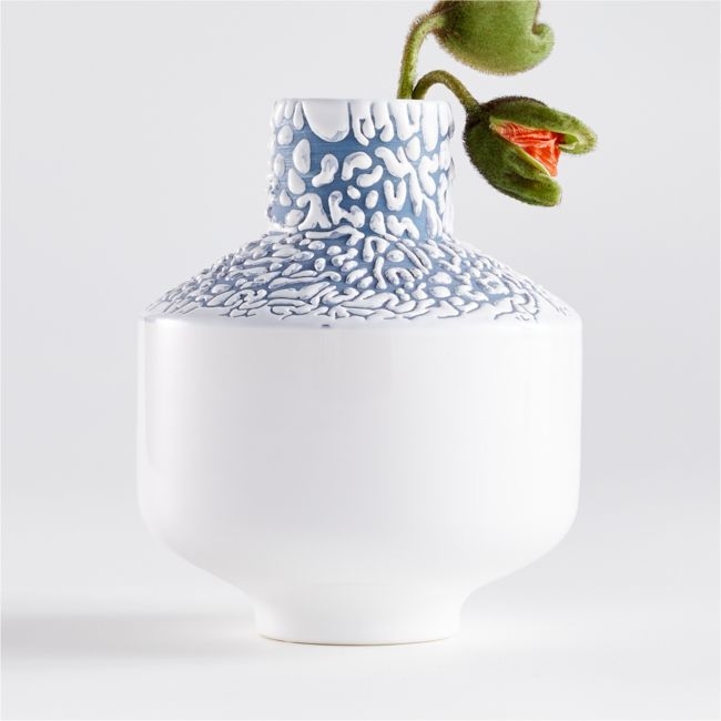 Danice White and Blue Small Ceramic Vase - Image 0