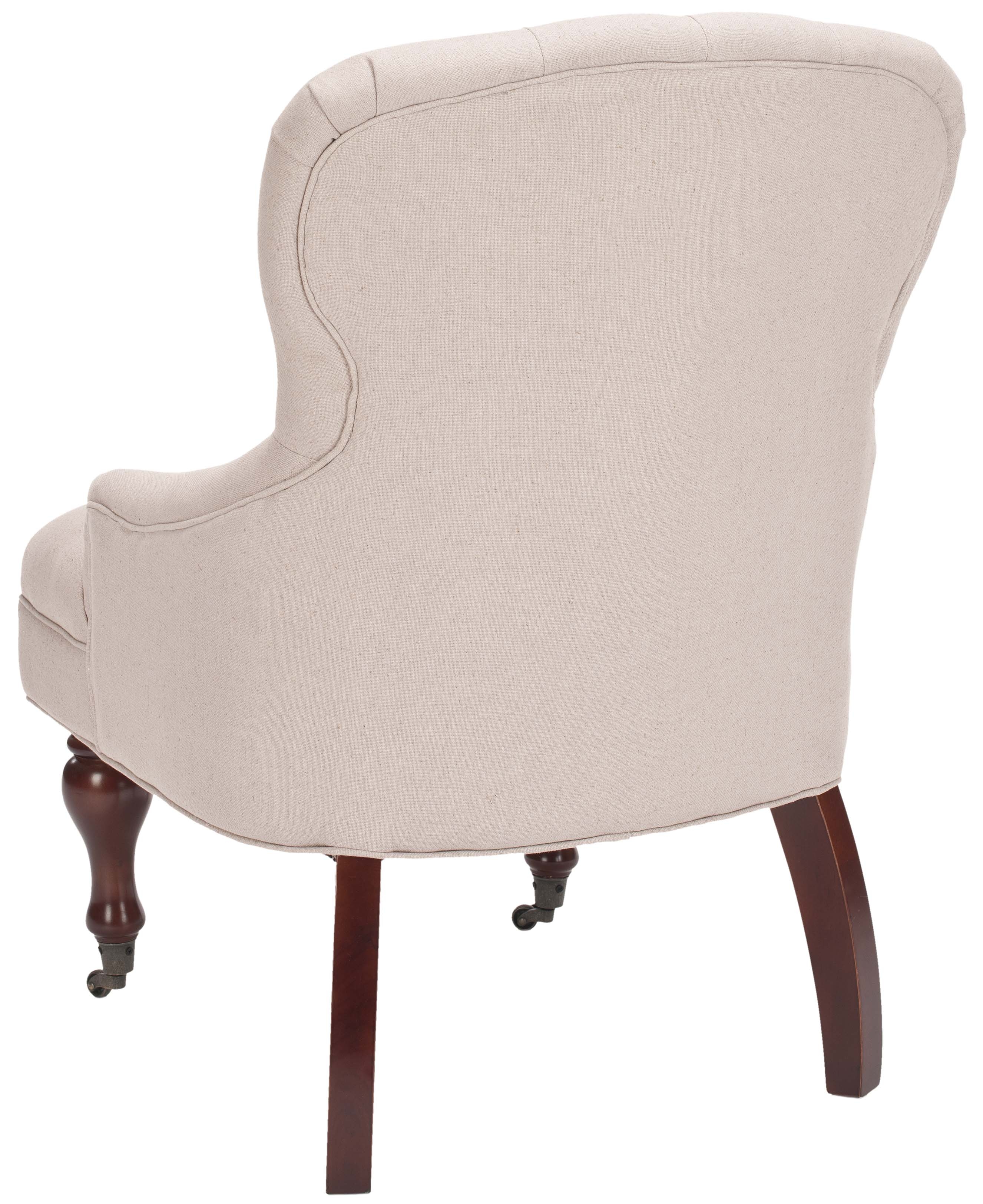 Falcon Tufted Arm Chair - Taupe/Cherry Mahogany - Safavieh - Image 2