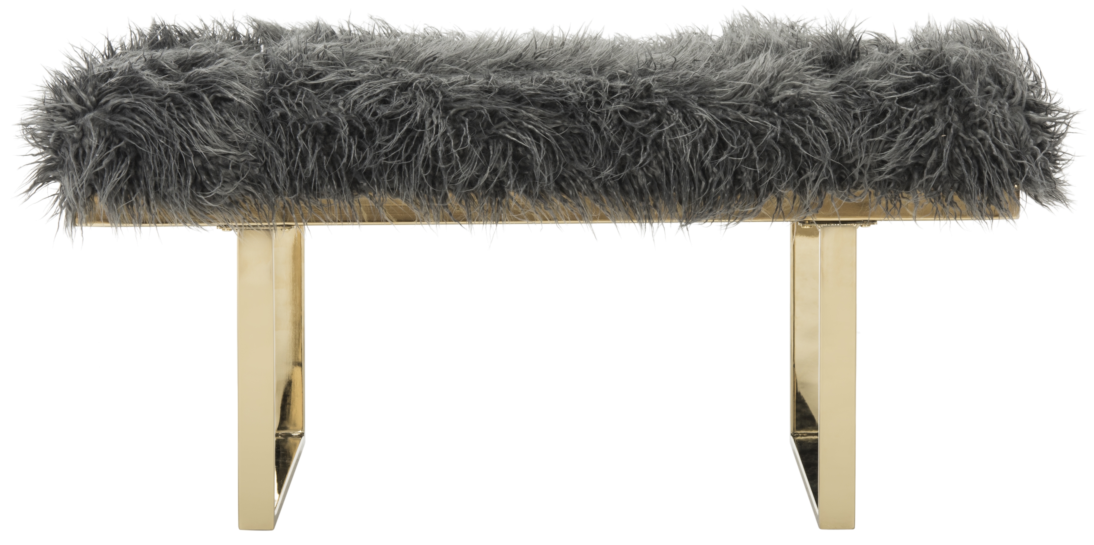 Maia Faux Sheepskin Bench - Grey - Safavieh - Image 0