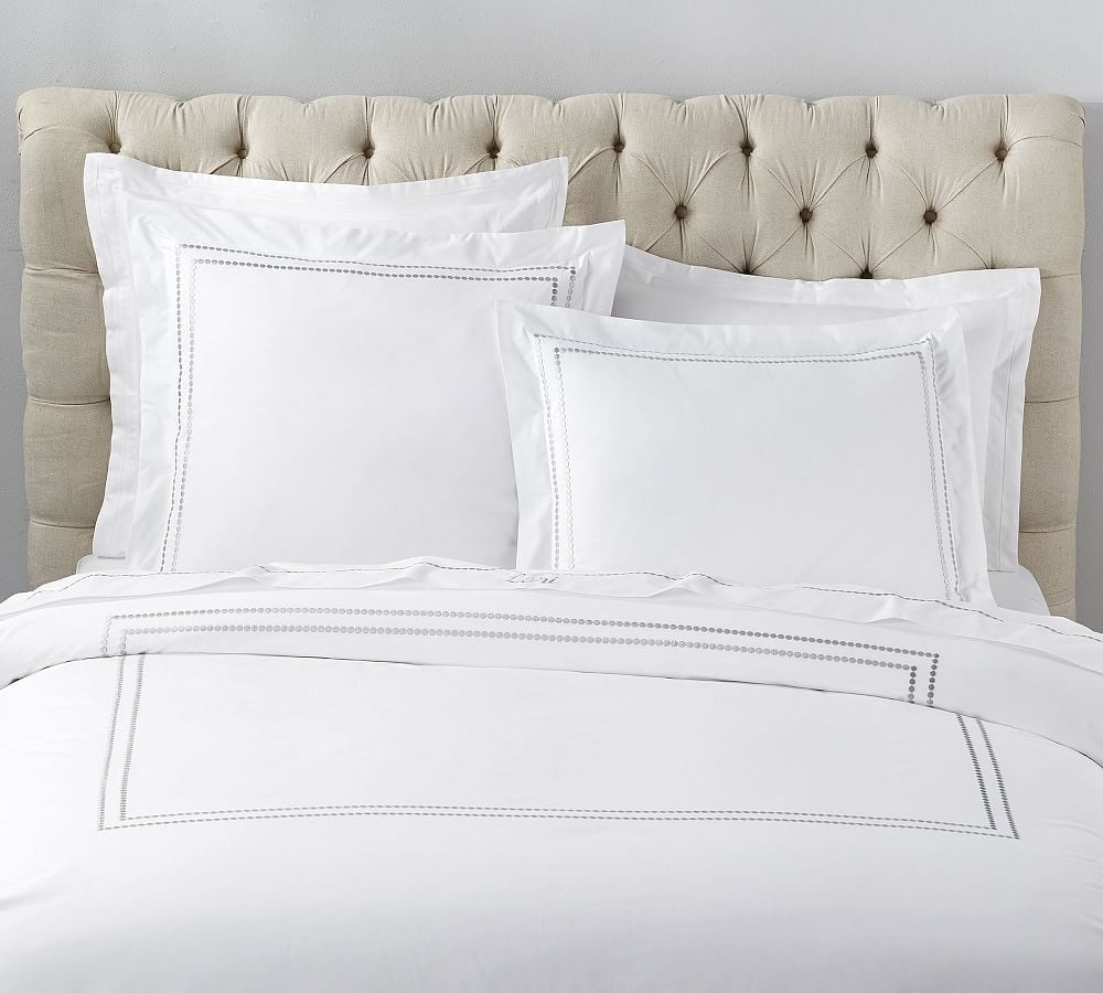 Gray Mist Pearl Organic Percale Duvet Cover, King/Cal. King - Image 0