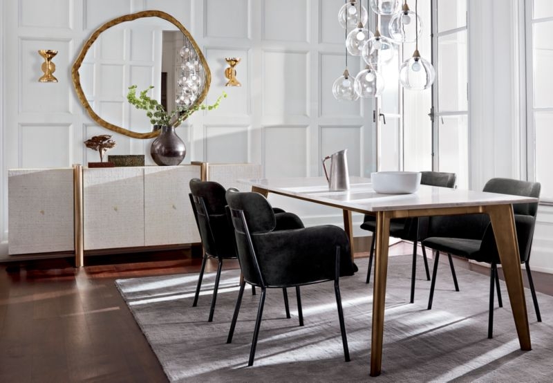 Harper Brass Dining Table with Marble Top - Image 1