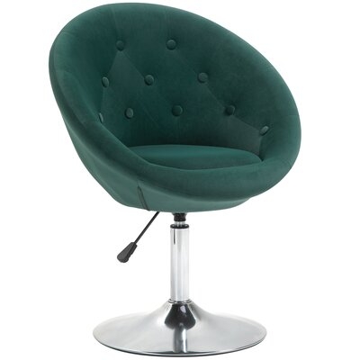 Swivel Accent Chair Modern Makeup Vanity Chair Adjustable Height Leisure Lounge Chair With Chrome Frame & Round Tufted Back For Living Room, Kitchen, Dining Room, Green - Image 0