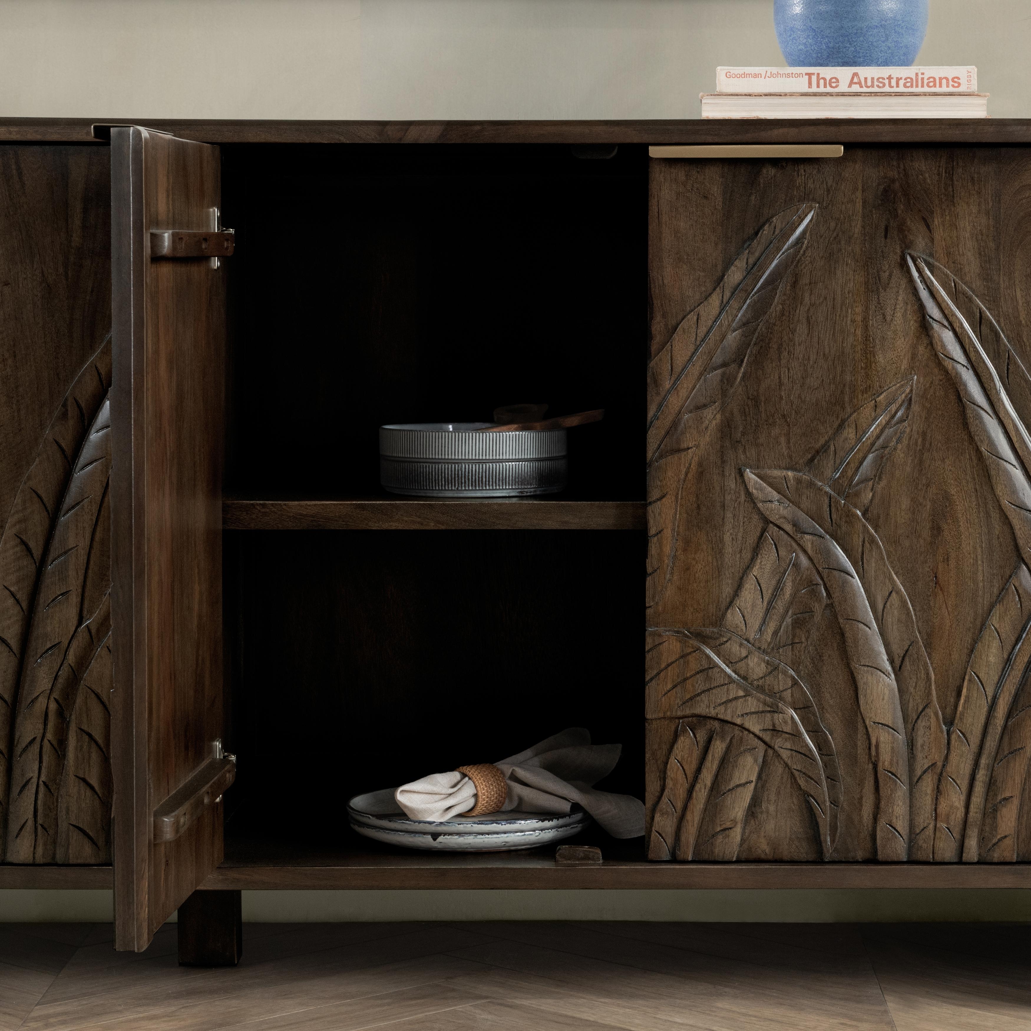 Ledro Wood 4Dr Buffet Dark Brown - Image 9