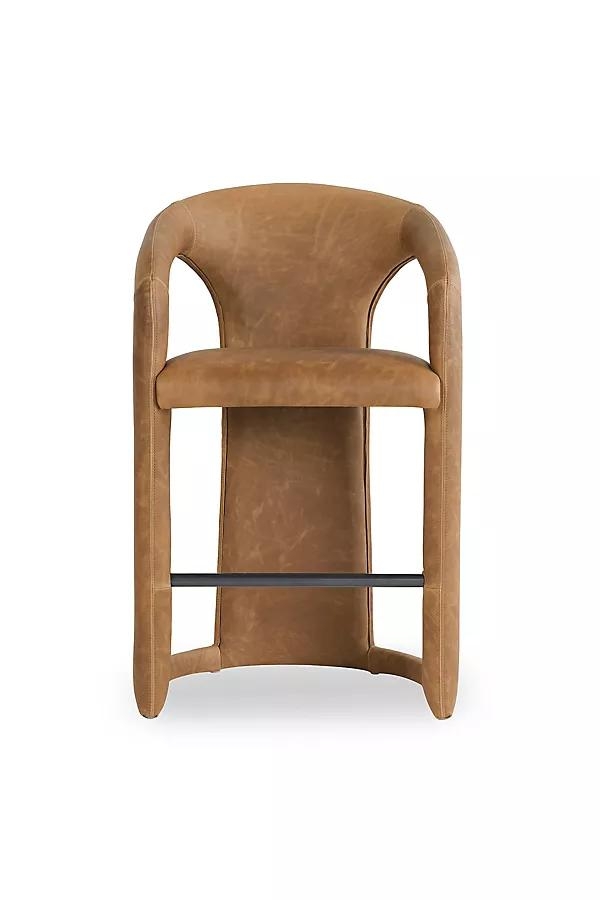 Archie Distressed Leather Counter Stool - Image 0