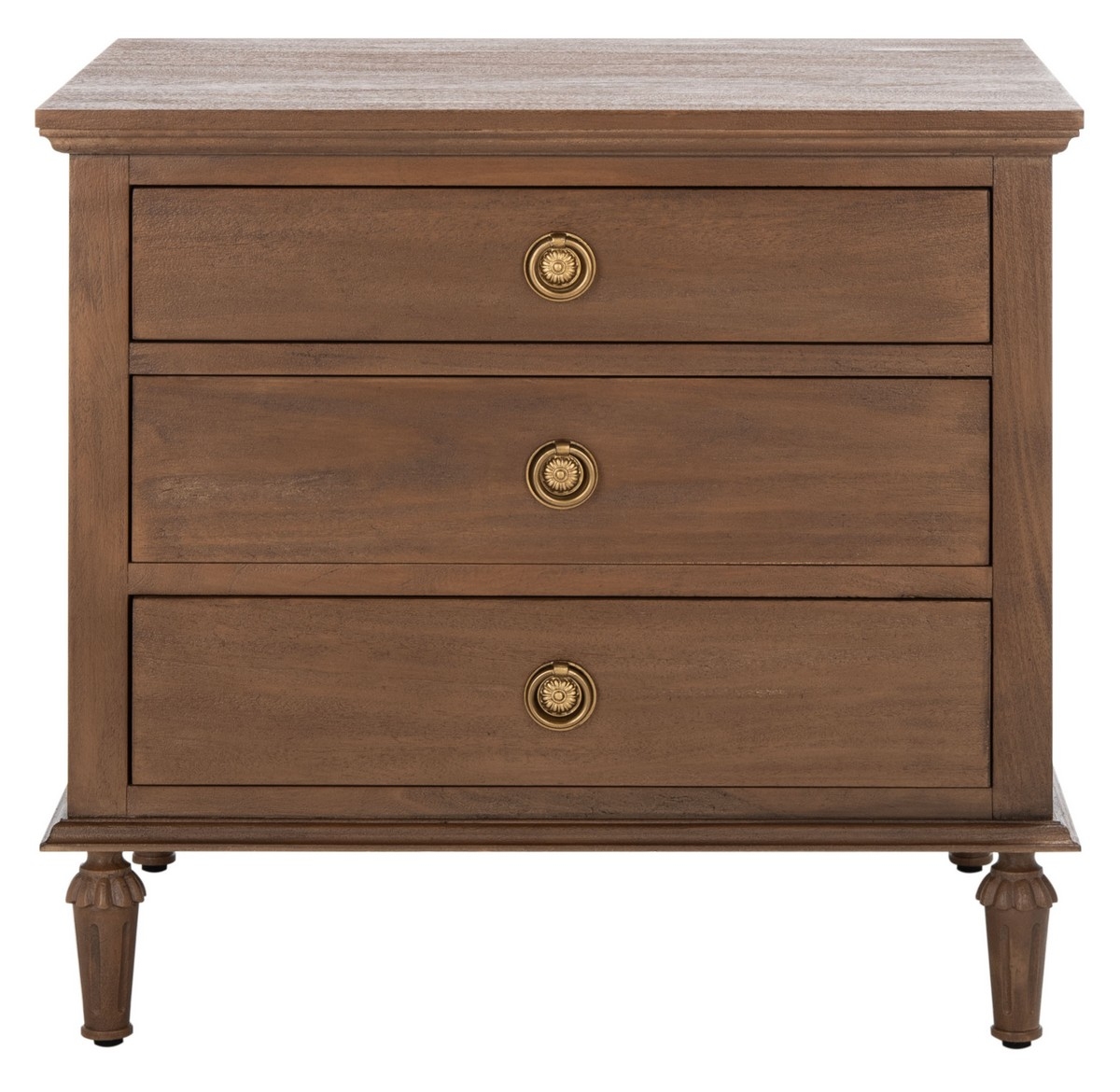 Lisabet 3 Drawer Wood Nightstand - Brown - Image 0