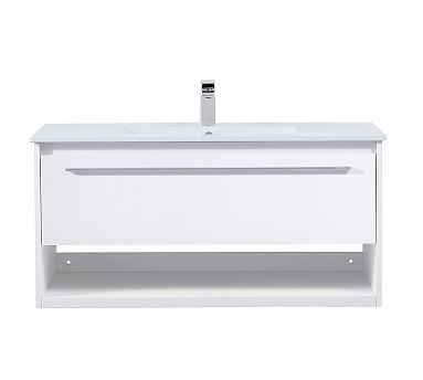 Evanna Single Sink Floating Vanity Cabinet, 1 Drawer, White, 40" - Image 0
