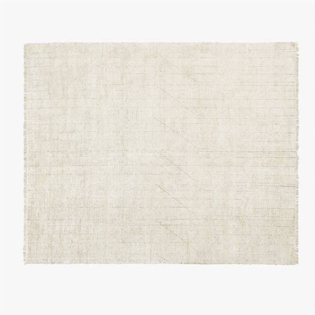 Kada Modern Hand-Knotted Viscose White Area Rug 8'x10' - Image 0