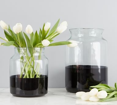 Color Block Glass Mason Jar Vase, Flower Vase - Image 1