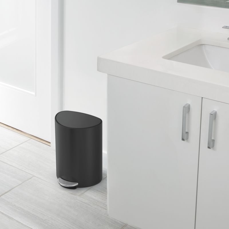 Simplehuman ® 6-Liter Matte Black Steel Semi-Round Step Trash Can - Image 4