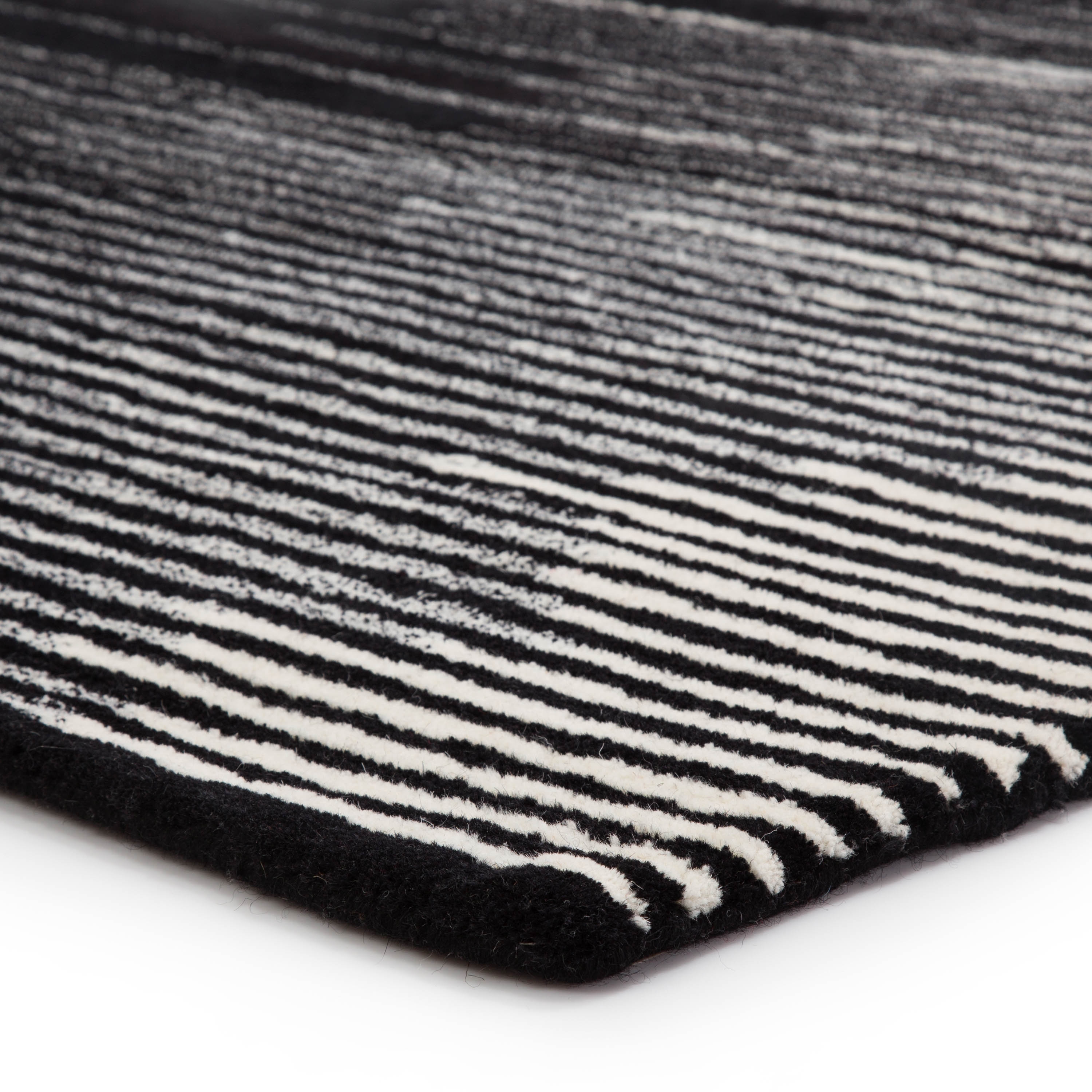 Tabo Handmade Stripe Black/ Cream Area Rug (9' X 12') - Image 1