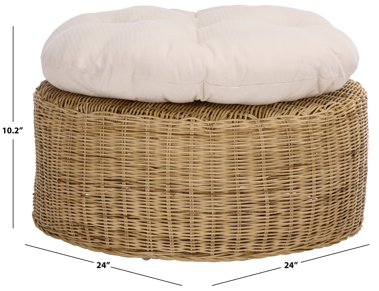 Bori Round Ottoman With Cushion - Natural / White - Image 5