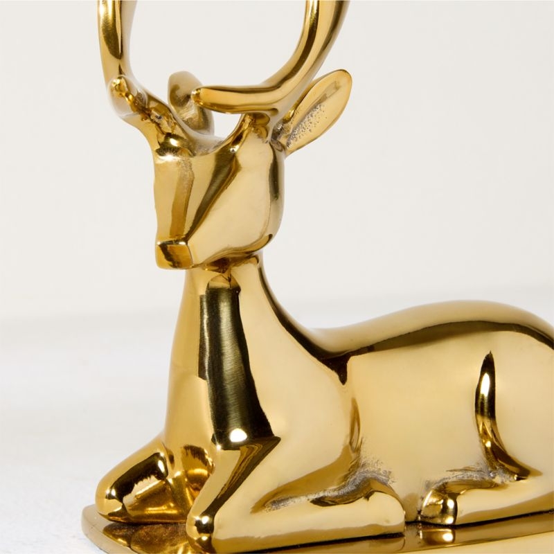 Fawn Aged Brass Cast Aluminum Christmas Stocking Holder - Image 1